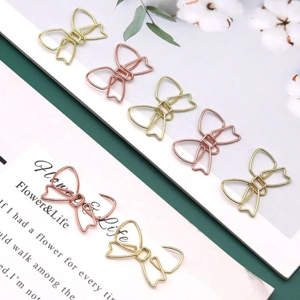 Paper Decorative Metal Bowknot Paper Clips 10PCS Creative Gold Bookmark Clip Special-shaped Clamps Office/School paper clips