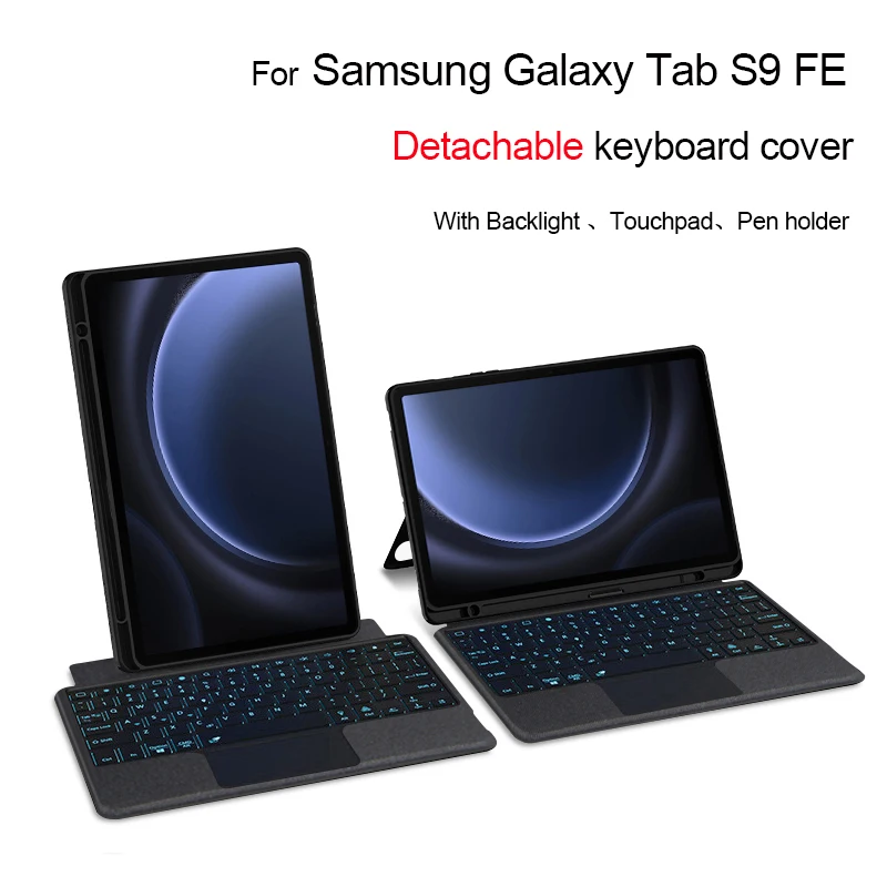 Capa de Teclado Removível para Samsung Galaxy Tab s9 fe 10.9 2023 Sm-x510 X516b Tablet Português Francês Espanhol Alemão