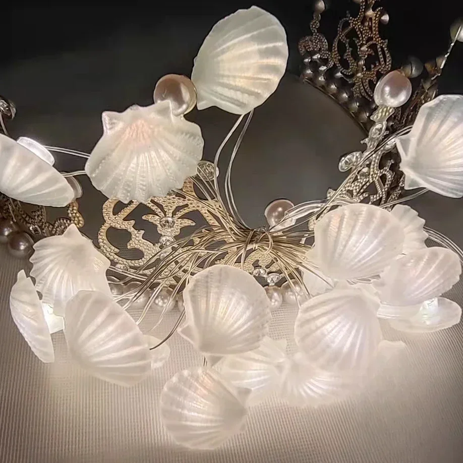 Ocean-Themed LED String Lights - Shell & Starfish Fairy Lights for Wedding, Party, or Christmas Decor