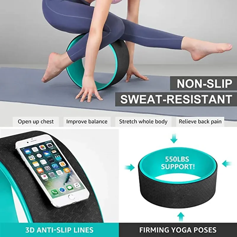 Gym Fitness Yoga Tools EVA Foam Yoga Blocks Wheel Premium Back Roller For Pose Backbend Stretching Pilates
