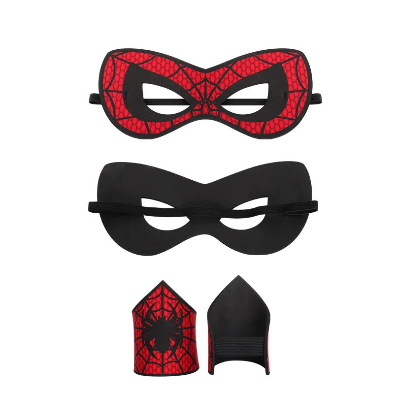 Superhero Cosplay Props Halloween Mask Props Kids Superhero Spider-Man Mask + Wrist Guard Set for Boys Girls Halloween Dress Up Prom Party Spider Cosplay Suit Accessories