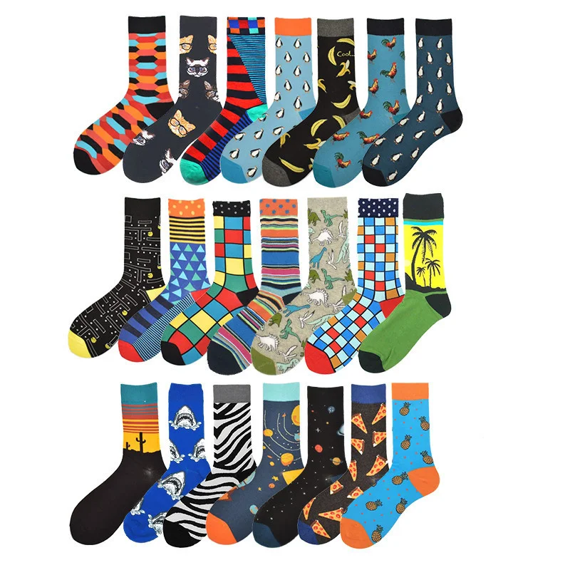 

Novelty Happy Funny Men Graphic Socks Wholesale Combed Cotton Omelette Frog Crazy Burger Salmon Corn Avocado Bird Christmas Gift