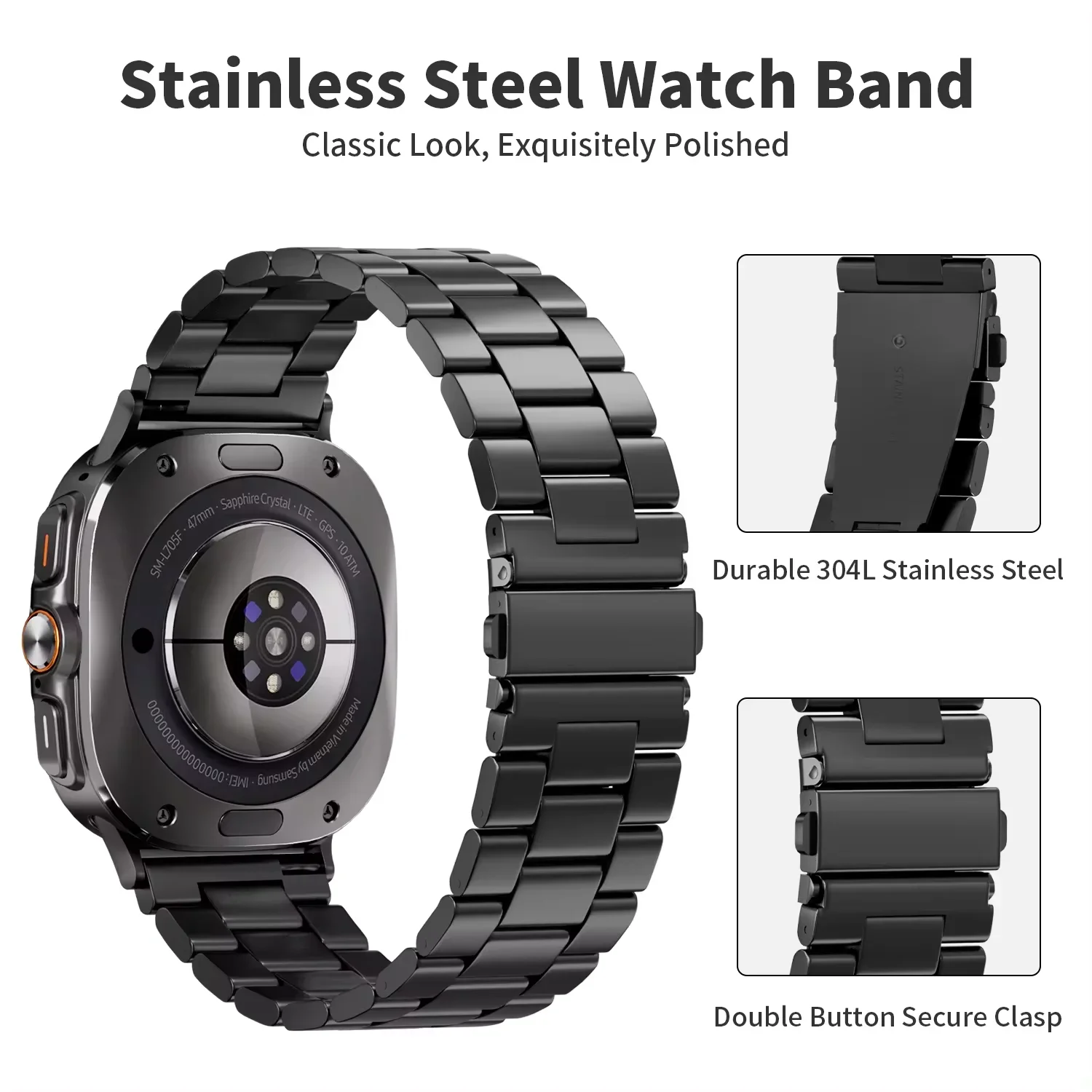 Stainless Steel Metal Strap Replacement Wristband