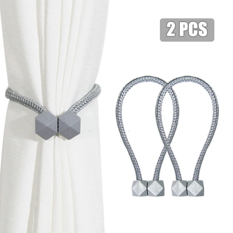 Magnetic Curtain Tiebacks Decorative Curtain Holdback Rope Convenient Curtains Tie Backs Strong Magnet Holder Clips 2Pcs