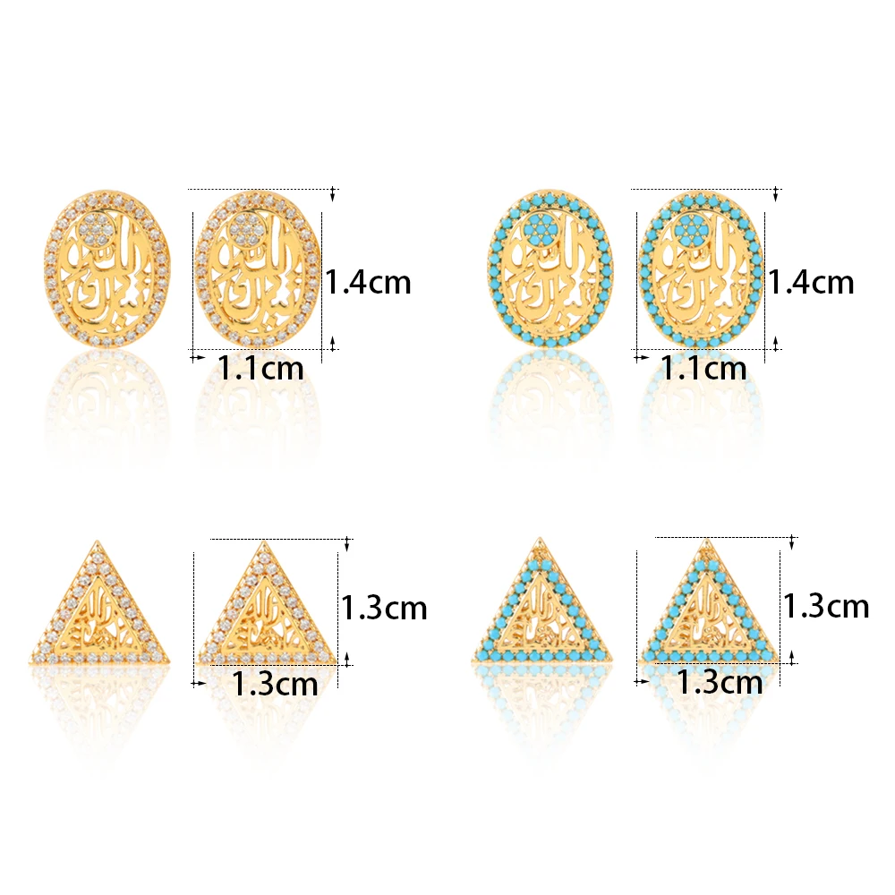 Arabische Muslimische Zirkonia Tropfen-Ohrringe 21k Vergoldet Italienischer Vintage Geometrischer Hänge-Ohrring Oman Frauen Event Party Schmuck – Detail 4