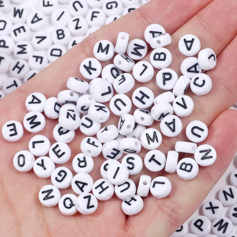 100 Perline Acriliche Bianche Con Lettera F – 4x7mm Per Bracciali E Collane Fai-da-te - 2