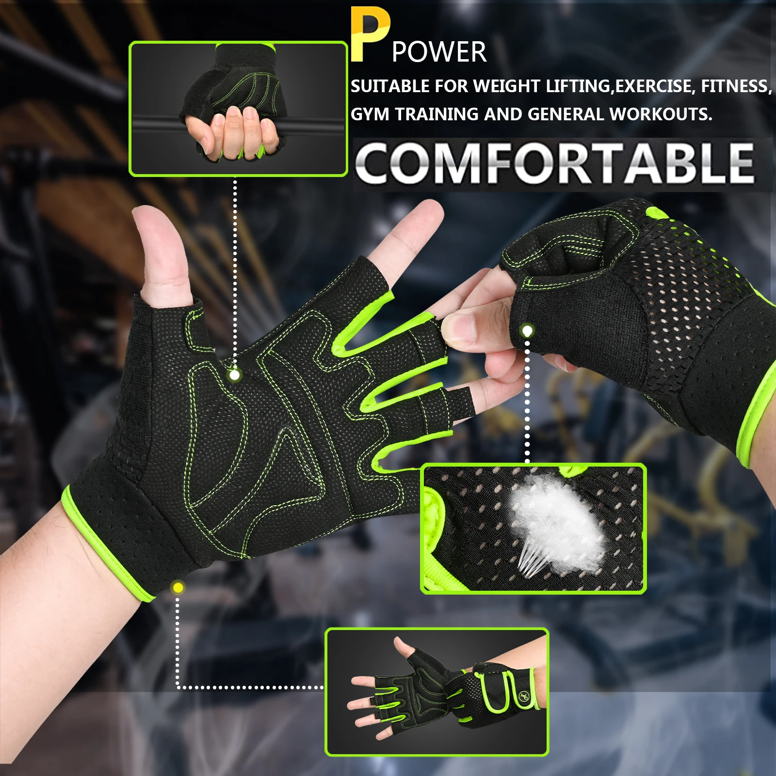 BIKINGMOREOK Gym Gloves Men Women Breathable Fitness Gloves,Anti-slip Strength Training Exercise Workout  Weight Lifting Gloves 3
