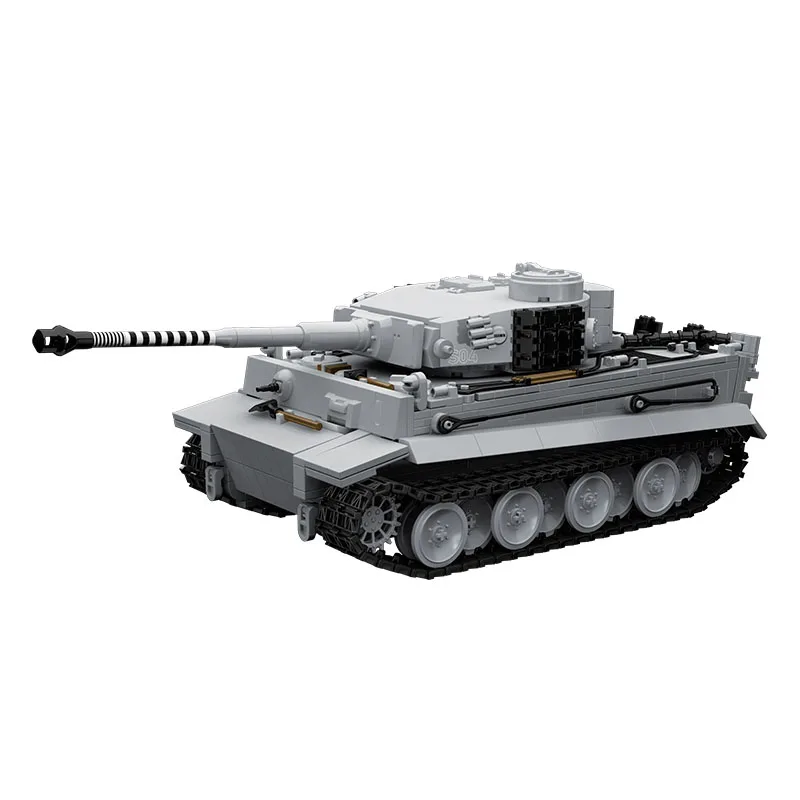 Snow-Covered WWII Tiger Heavy Tank Building Block Set - Black Tracked Armored Vehicle Toy