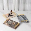 Modern Natural Marble Square Stone Metal Handle Tray Decoration Hotel Bathroom Cosmetics Jewelry Storage Tray 1