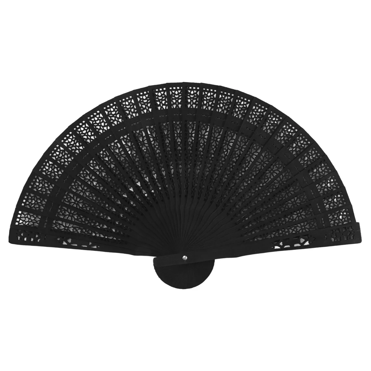 8 Inch Chinese Japanese Folding Fan Original Wooden Hand Flower Bamboo Pocket Fan For Home Decor Party Decoration-Black folding fan hand fan wooden hand fan