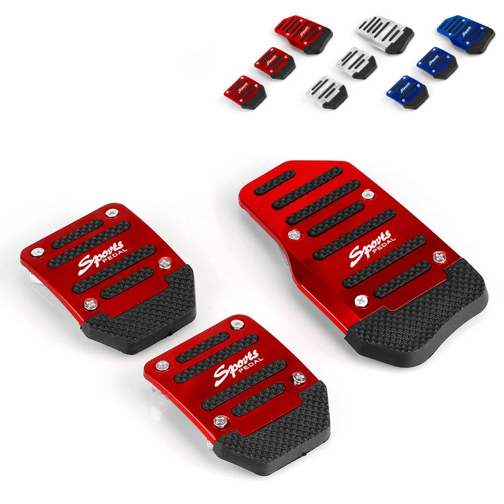 Car Accessories Car Pedals Pedal Cover Universal Aluminum Automatic Transmission Brake Fuel Gas Foot Pad Set Kit Non-Slip Tools