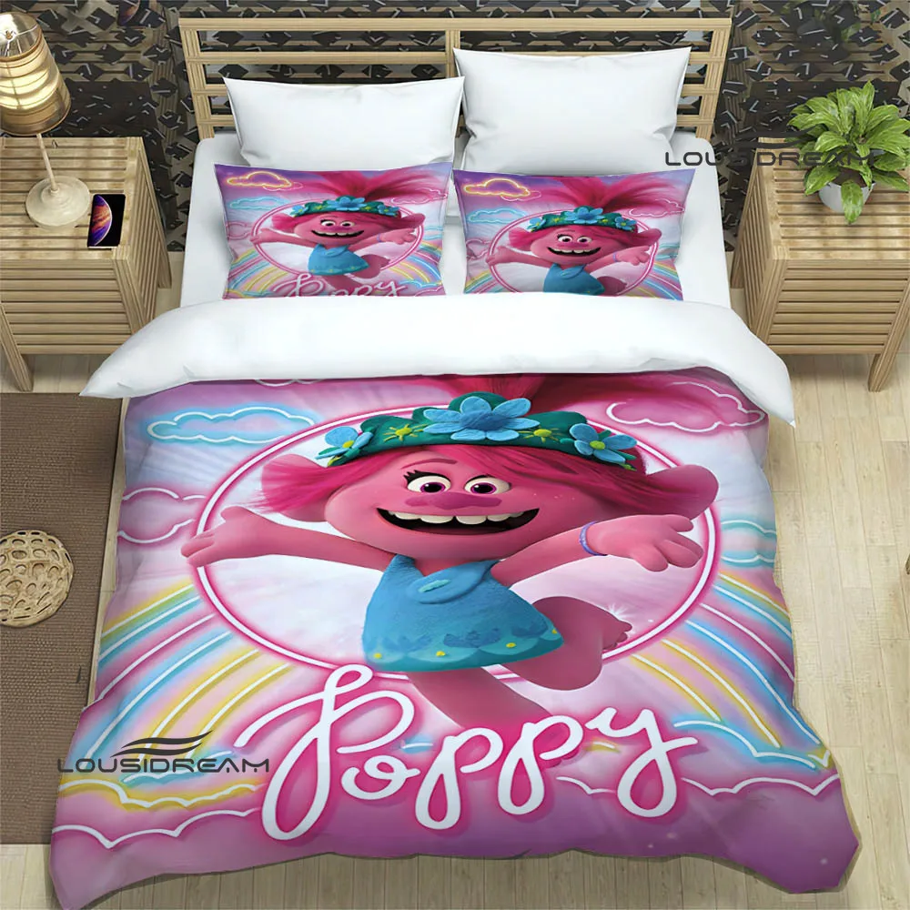 Cartoon Trolls printed Bedding Sets exquisite bed supplies set duvet cover bed comforter set bedding set luxury birthday gift 3