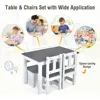 2 in 1 Kids Table and Chair Set, Wood Activity Table with Toy Storage Bench & 2 Chairs for Children Reading, Arts, Crafts 6