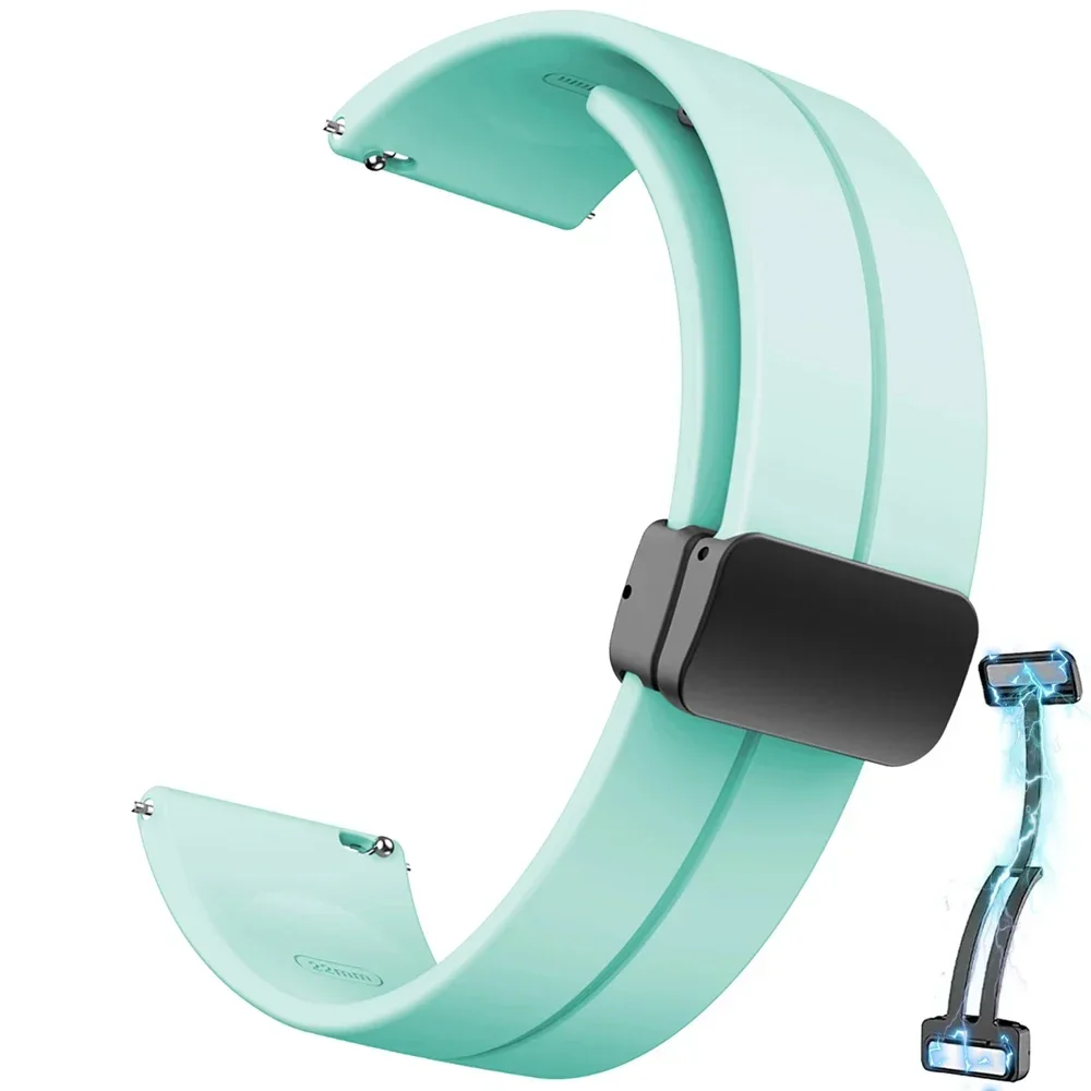 Silicone Magnetic Clasp Sports Watchband - 20/22mm Strap