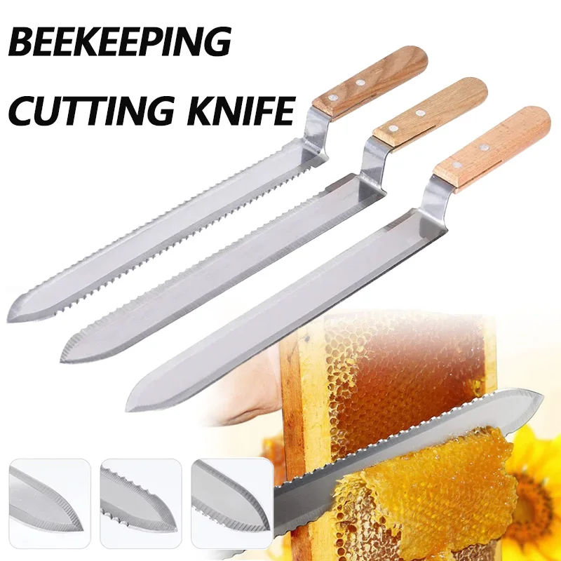 Stainless Steel Beekeeping Tool with Wooden Handle for Honey Cutting