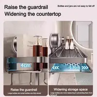 Multifunctional Aluminum Bathroom Shelf Suction Cup No Drilling Wall Shampoo Holder Shower Organizer Shelf 2