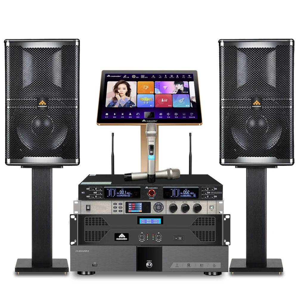 2021 InAndOn KV-V5 Max Karaoke Player 4T KV-V5 Max+4T+21.5 Touch Screen 21.5 Capacitive Touch Screen with 2 Professional UHF Wireless Microphone 
