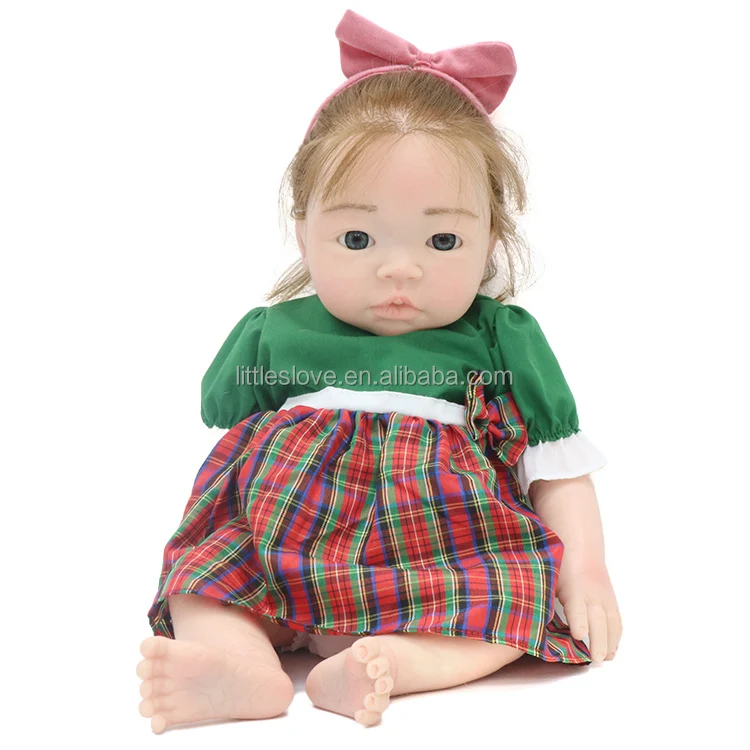 

Customized High Quality 18inch Painting Solid Platinum Silicone Lifelike Newborn Doll With Rooted Hair