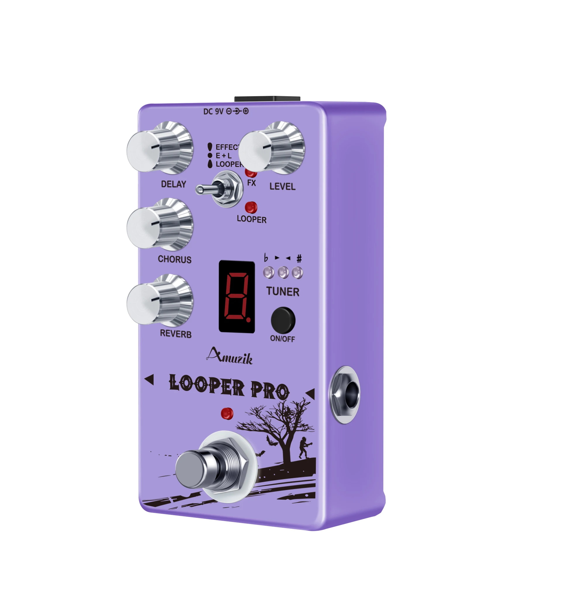 Amuzik Looper Pro Multi-Effect Guitar Pedal Bass Pedal with Reverb