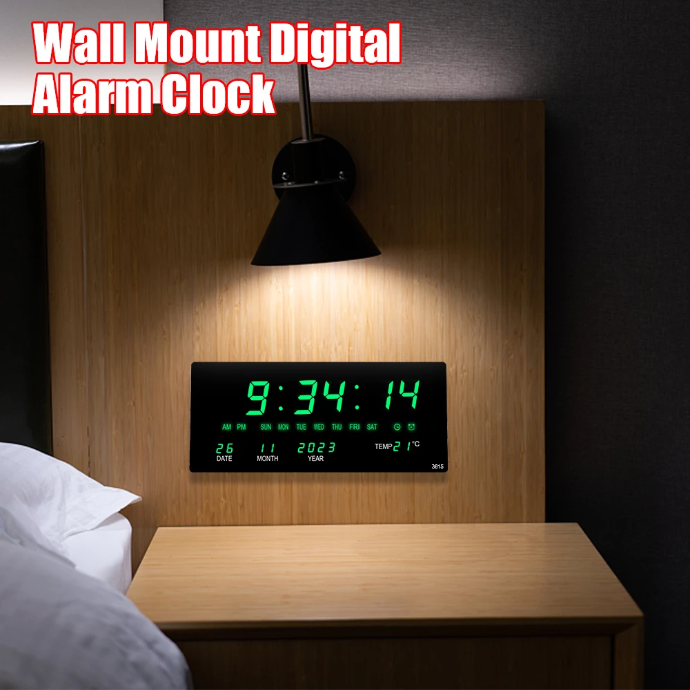 Decoration LED Table Clock Hourly Chiming Temperature Date Calendar Display  Luminous Alarm Electronic Digital Wall Clock| | - AliExpress