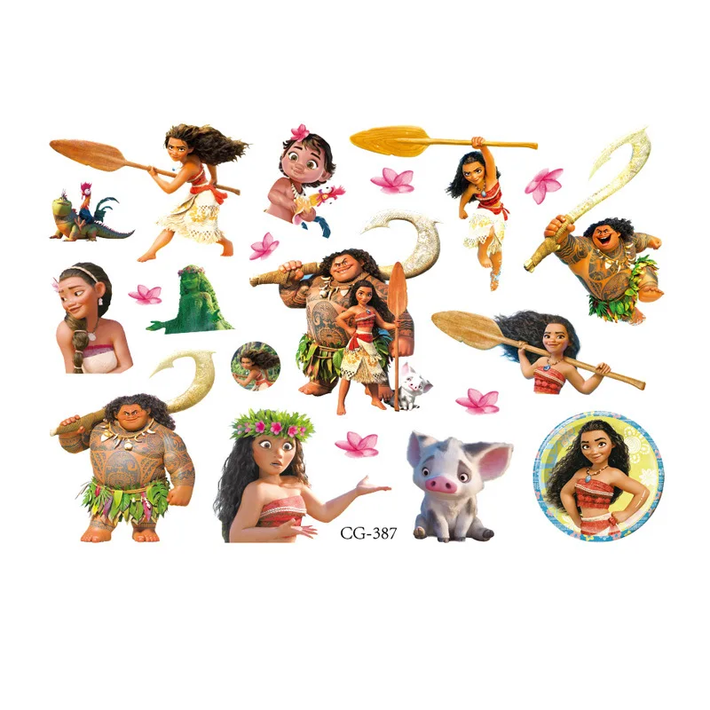 Tattoo Sticker Disney Cartoon Anime Moana Children's Temporary Tattoos Body Art Cosplay Party Toys for Kids Gifts