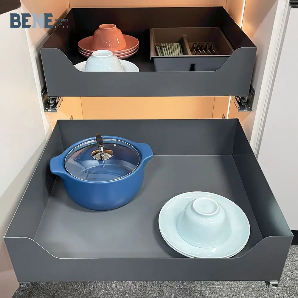 Kitchen Cabinet Accessories Hardware Cabinet Organizers Side Mounted Pull Out Metal Plate Mesh Stock Basket Drawers Basket