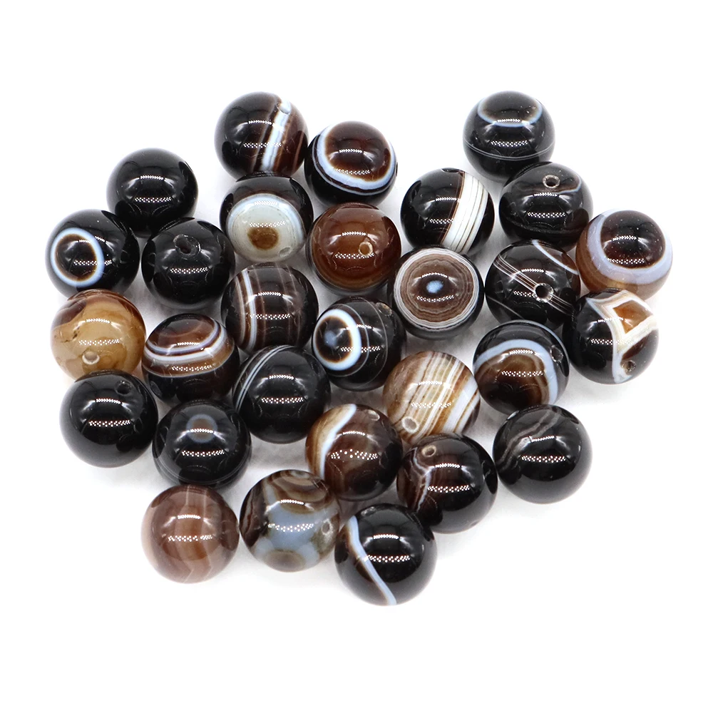 6/8/10/12/14/16mm 천연석 블랙 스트라이프 아게이트 비즈 힐링 크리스탈 루즈 스페이서 비즈 쥬얼리 제작 DIY 액세서리용