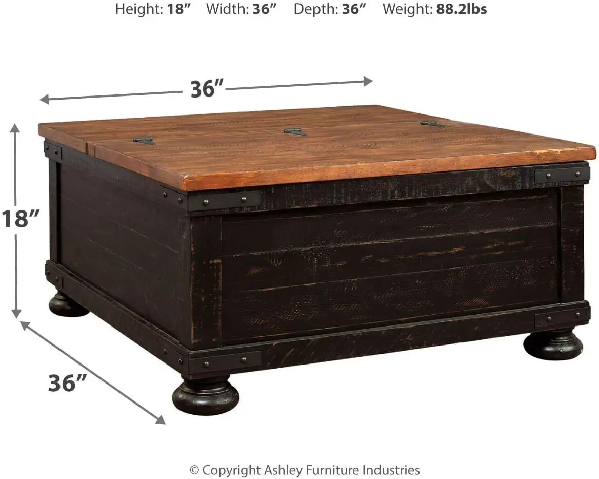 

Signature Design by Ashley Valebeck Farmhouse Lift Top Coffee Table with Storage, Distressed Brown & Black Finish