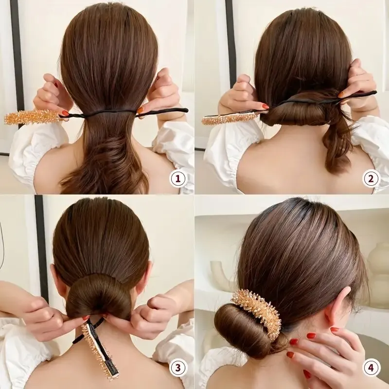 Crystal Hair Curler Women's Simple Braided Hair Headwear Design Styling Tools Versatile Fluffy Flower Bud Head Accessory