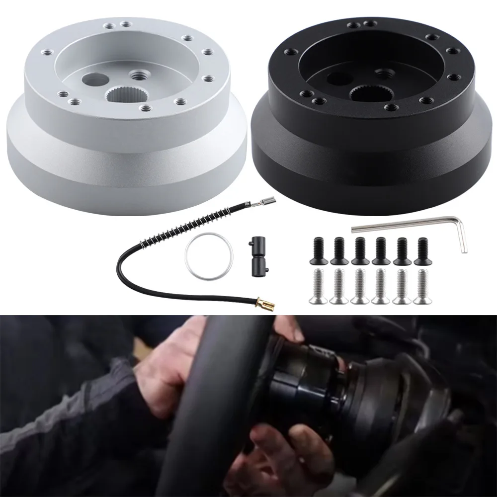 스티어링 휠 광택 처리된 숏 허브 어댑터 5 & 6홀 아이디디트, GM, 쉐비 B 실버