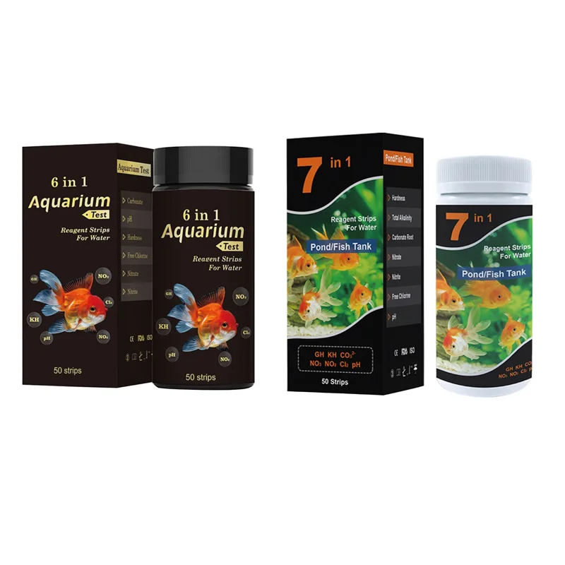 Water Test Kit Aquarium Test Strips For Freshwater Fish: 7 In 1 Fish Tank For Aquarium Pond - Accurate Testing Nitrate Nitrite Hardness Free Chlorine PH Carbonate Total Alkalinity-100 Strips Water Testing Kit
