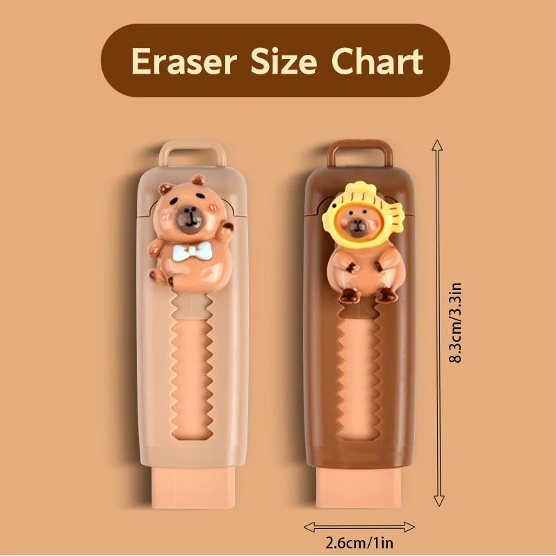 귀여운 카피바라 접이식 고무 지우개 랜덤 색상 귀여운 한국 문구 학교 사무용품 신학기 용품