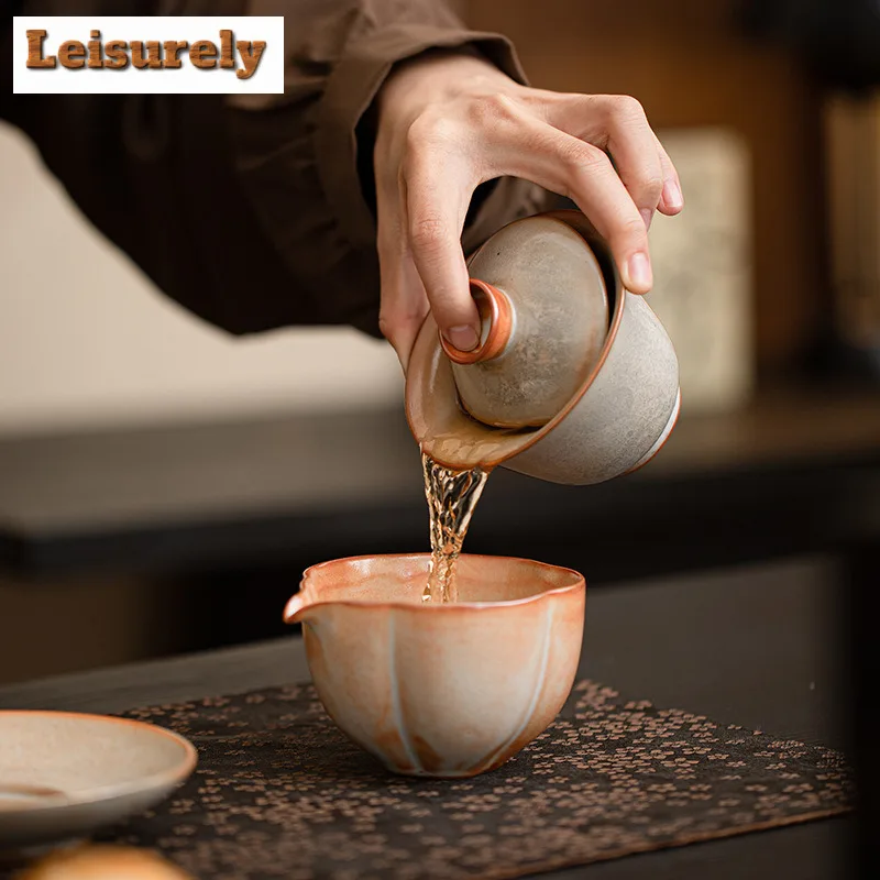 160ml Zhiye Wood-fired Porcelain Gaiwan Ancient Tea Tureen Tea Bowl with Lid Kit Tea Making Cover Bowl Chinese Tea Set Ornaments
