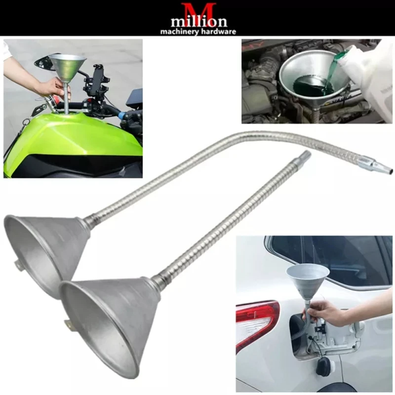 

370MM / 630MM Funnel Flexible Iron Diesel Petrol Funnel Oil Water Fuel Pour Spout Car Van Hand Tools For Car Motorcycle Vehicle