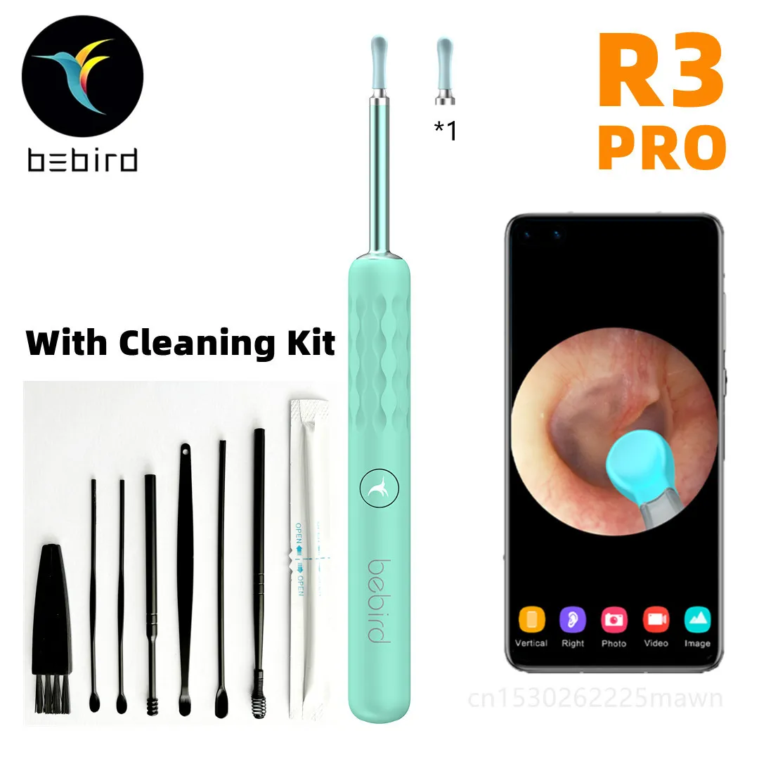 Achetez Bebird R3 Rechargeable WiFi Endoscope Nettoyeur Otoscope Otoscope  Camera Picker Nettaiteur - Vert de Chine