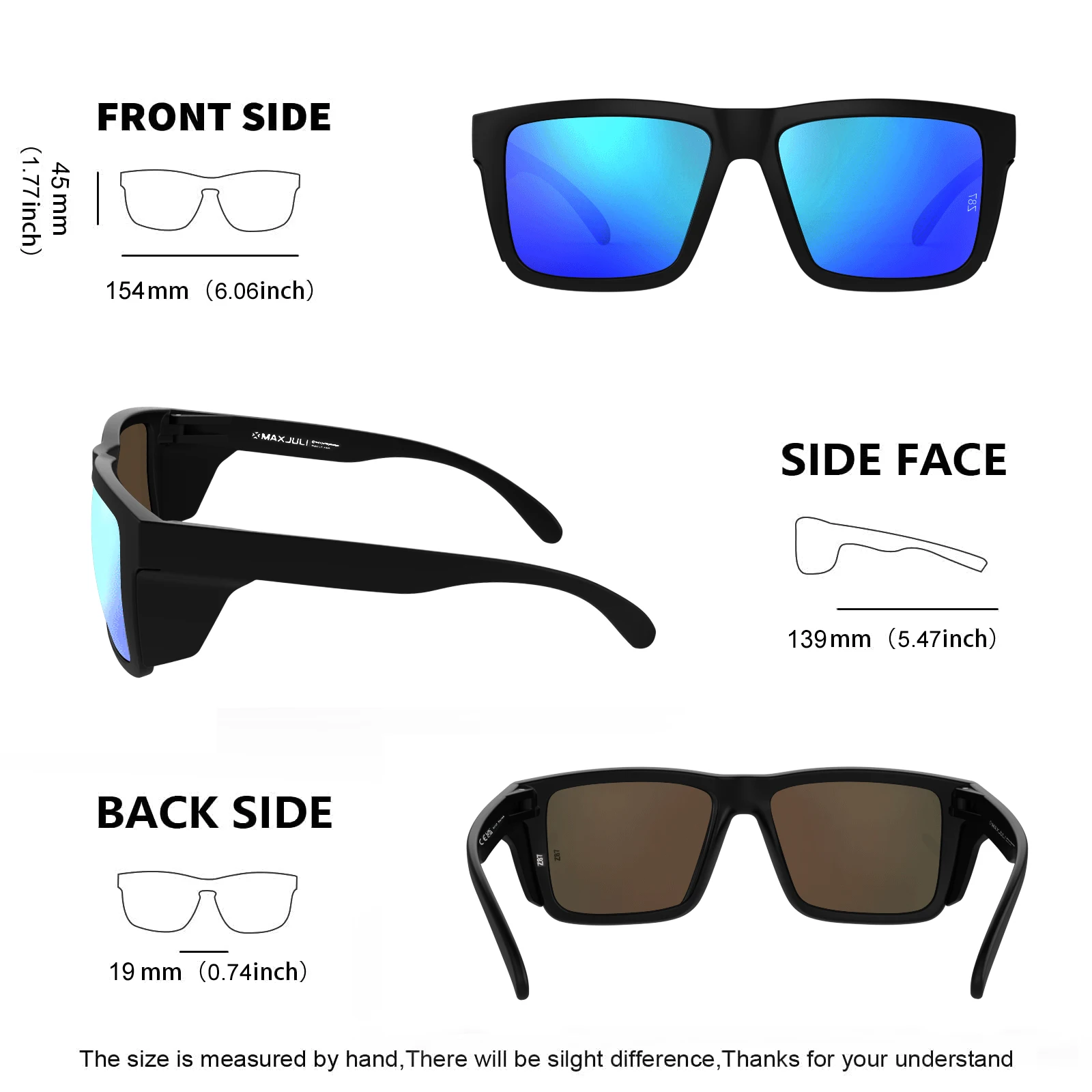 MAXJULI XXL Z87 Sicherheits-Sonnenbrille für Herren und Damen mit großem Kopf, TR90, umwickelbare UV400-Schutzbrille, übergroße Seitenschutzbrille 8228S – Detail 15