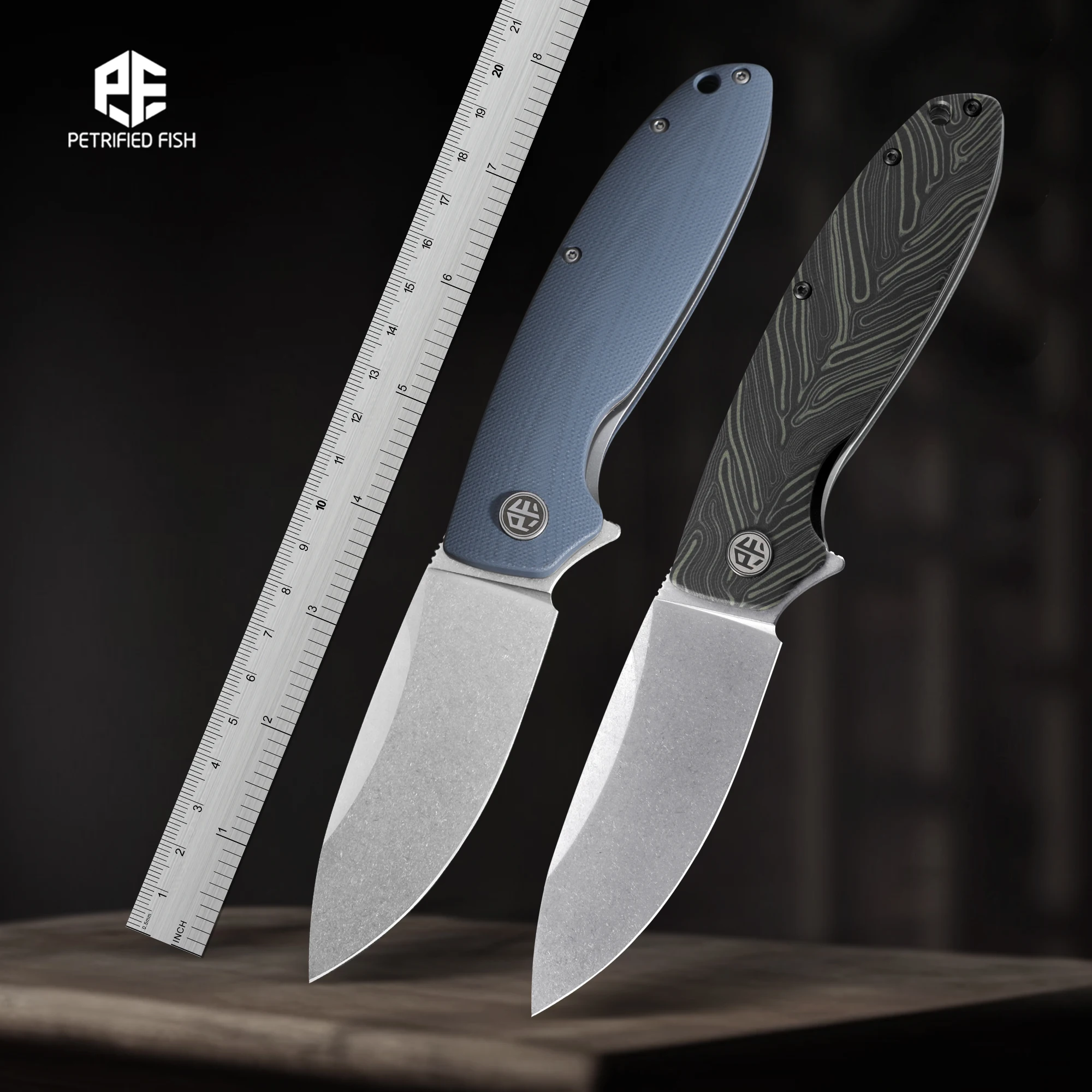 Petrified Fish Original PFB01 Micarta Handle Ceramic Bearing D2 Steel Blade Folding Knife Outdoor Survival Cutting EDC Tool