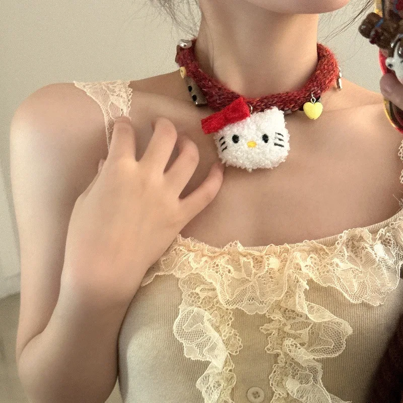

Плюшевый воротник Hello Kitty Kawaii изысканное ожерелье для студентов мультяшная модель чокер Аксессуары для девочек декоративная кукла подарок на день рождения