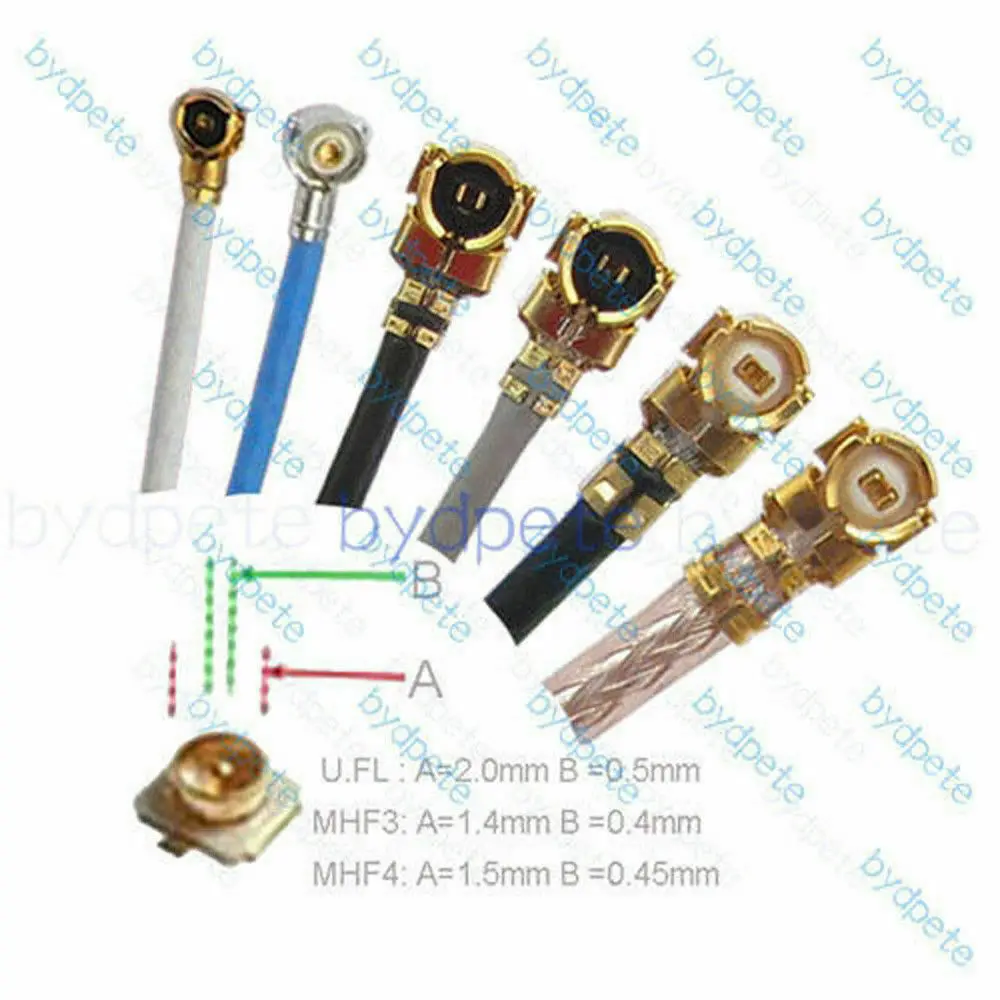 MHF4 MHF 4 VI IPX 0.81mm 블랙 케이블, RF 피그테일 동축 점퍼 안테나, PCB 마운트 소켓 잭 암 커넥터용
