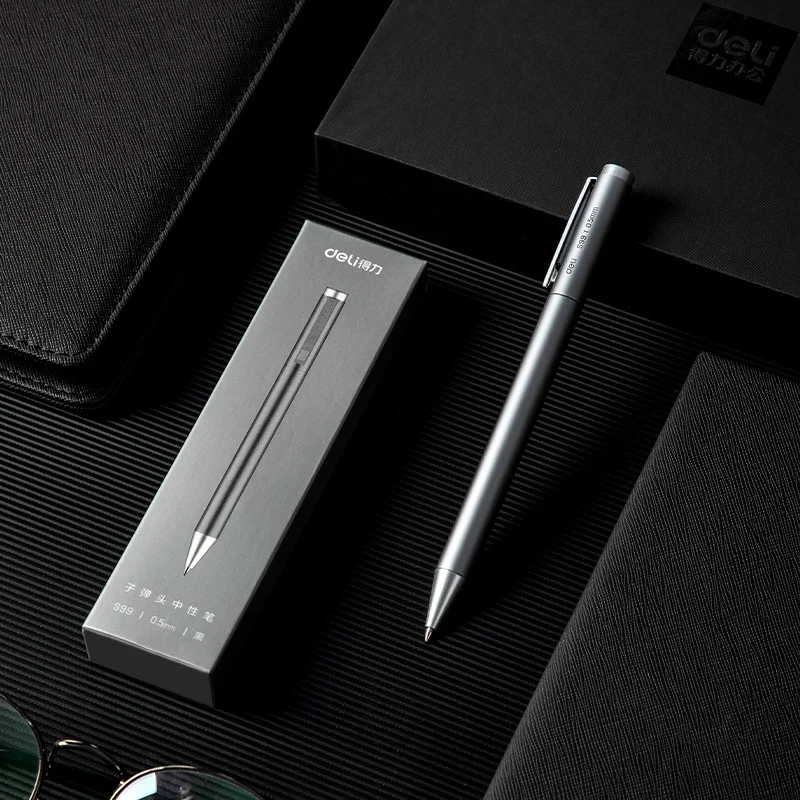 Xiaomi Deli Metal Sign Pen Ballpen Signing Pen 0.5MM Gel PREMEC Smooth Switzerland Refill Black Ink Office School Writing stylus pen touch pen writing pen