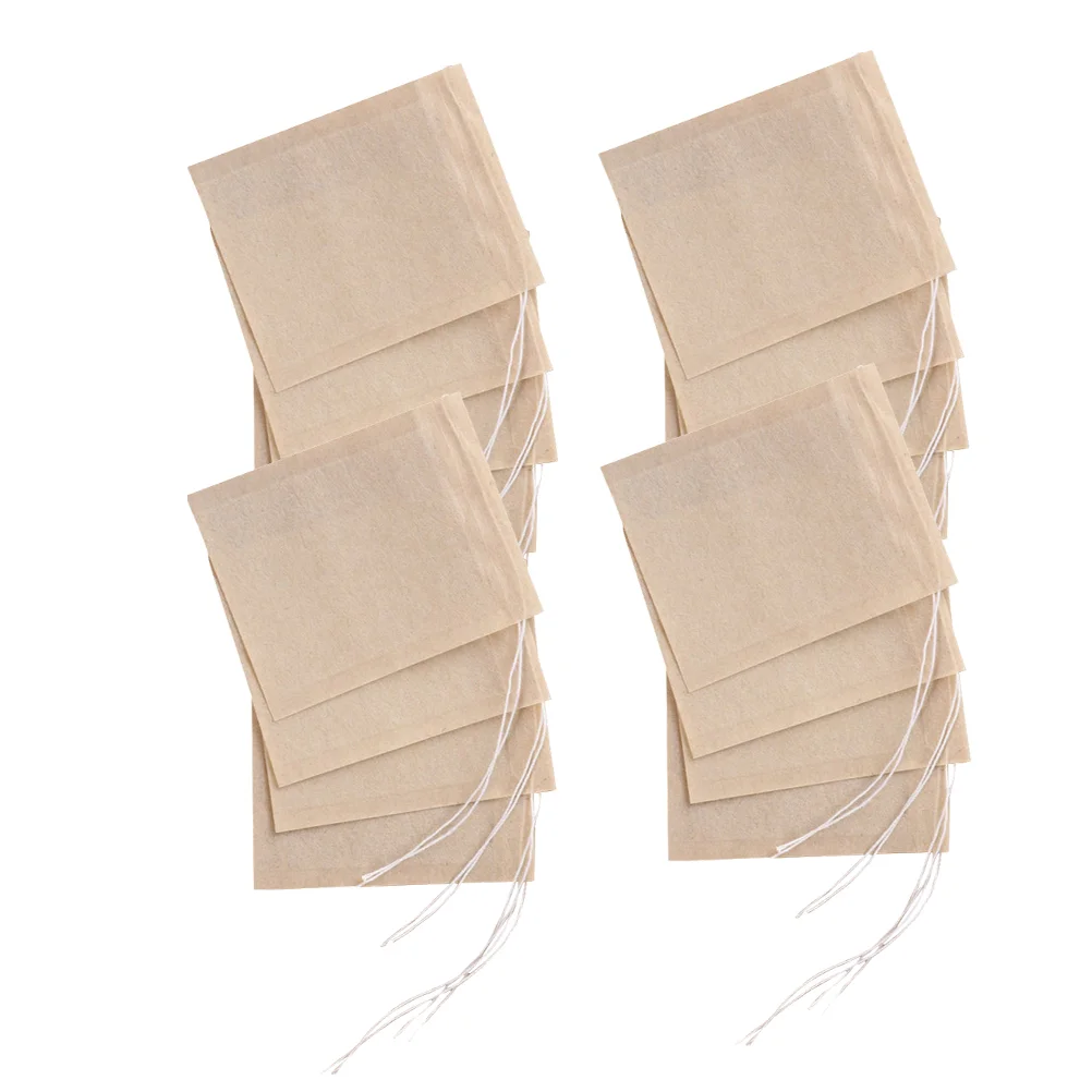 200pcs Drawstring Tea Filter Bags Unbleached Paper Tea Bag Infuser Sachets for Loose Leaf Coffee 5x7cm