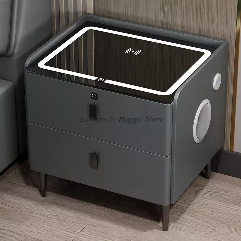 

Simple Multifunctional Nightstands Fingerprint Lock Design Smart Bedside Table With Wireless Charger Muebles Bedroom Furniture