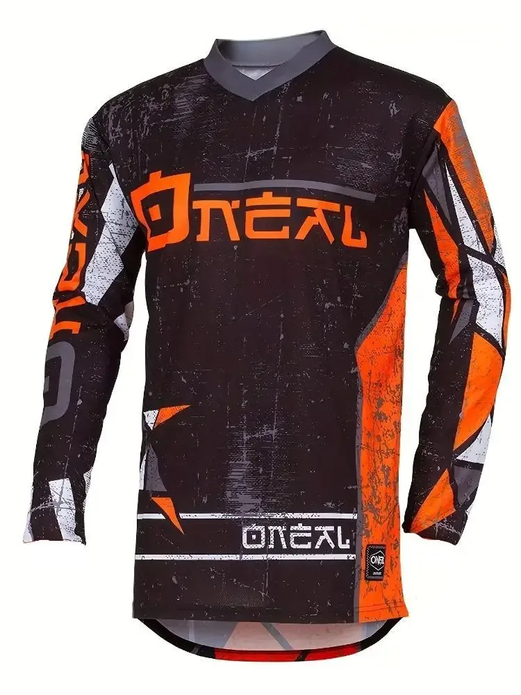 Herren-Radtrikot für Mountainbike und Motocross, Langarm-T-Shirt für Outdoor-Sport, Atmungsaktives Schnelltrocknendes Fahrradtrikot