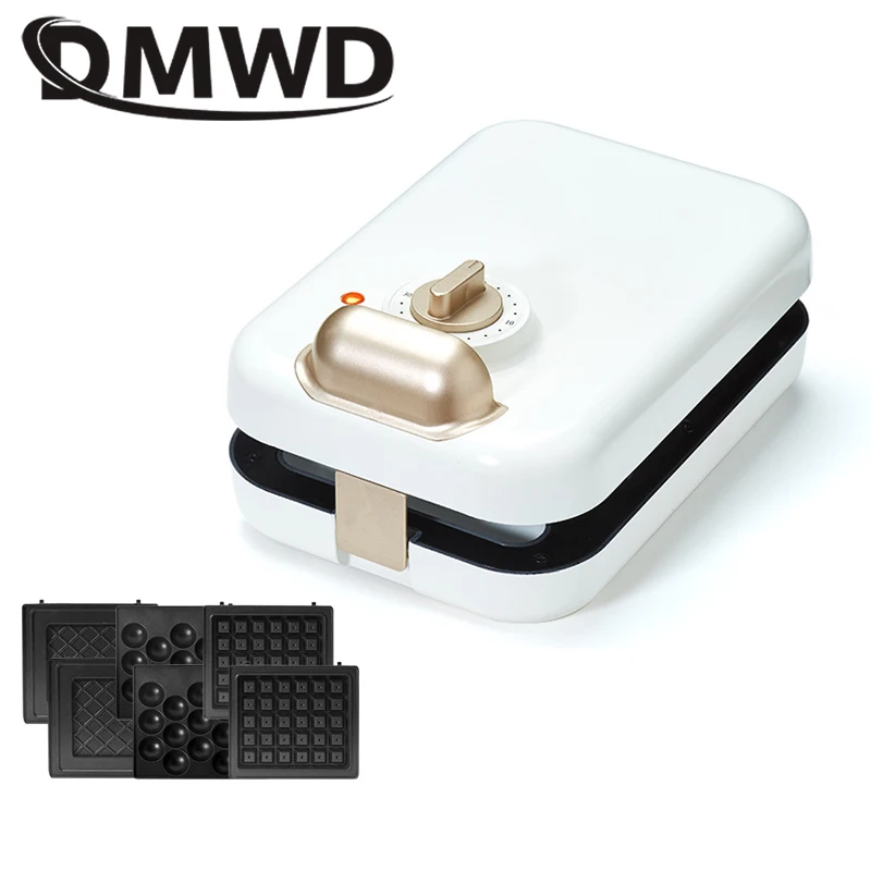 110V/220V Multifunzione Colazione Waffle Maker Elettrico Sandwich Grill Torta Tostapane Forno Sbuffi All'Uovo Eggettes Pan Opzionale 3 Piastre