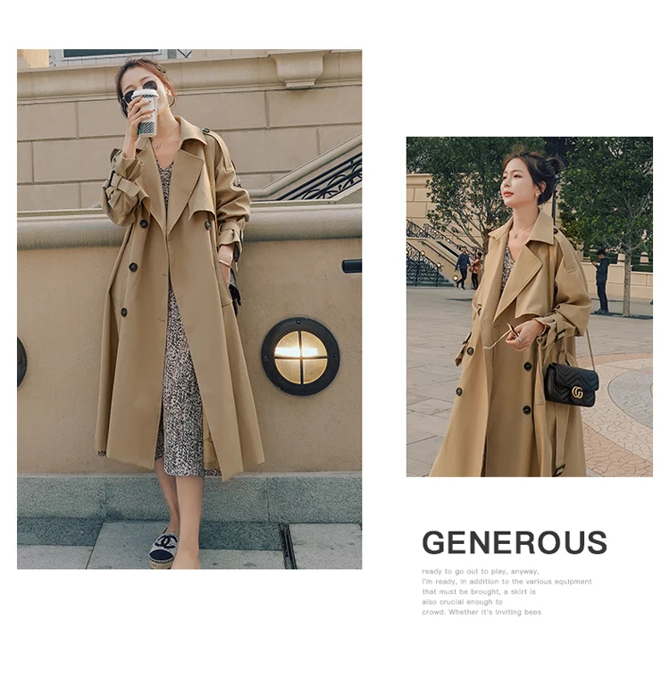 puffer coat with hood Brand New Spring Autumn Long Women Trench Coat Double Breasted Belted Storm Flaps Khaki Dress Loose Coat Lady Outerwear Fashion long puffa coat