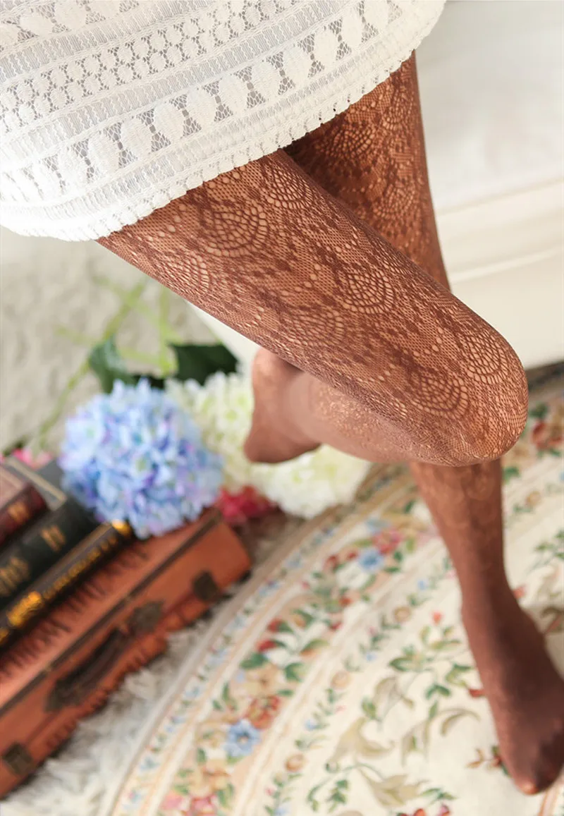 Sexy Frauen Strümpfe Carving Frauen Strumpfhosen Spitze Frau Seide Strumpfhosen Aushöhlen Enge Frau Tattoo Collant Femme Lolita Strümpfe – Detail 37