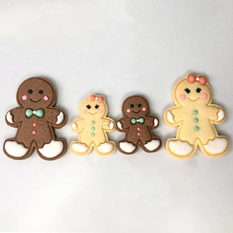 Christmas Party Cute Gingerbread Man Biscuit Mold New Year Family Parent Child Christmas Frosting Cookie Handmade Dessert Tools