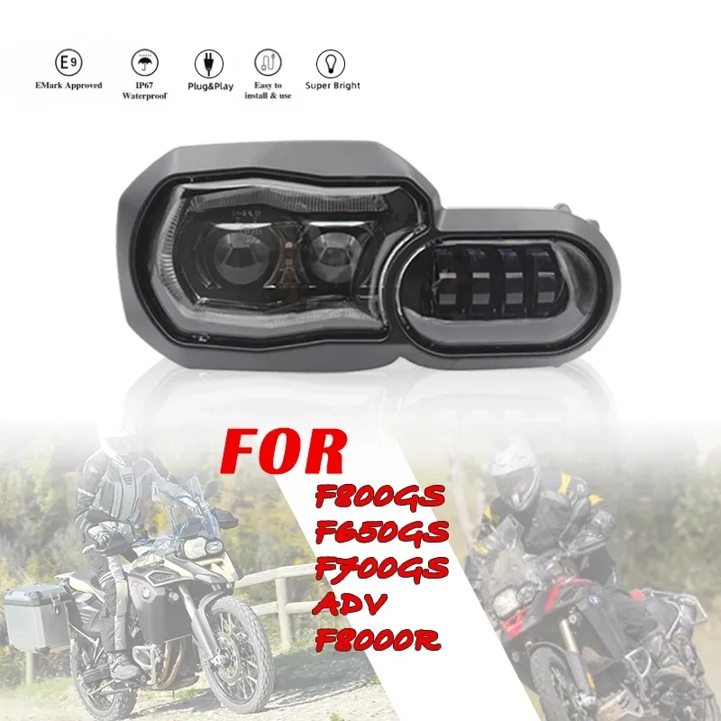 

Black Hi/Lo LED Headlight Angel Eyes Assembly Kit For BMW F650/700/800GS F800ADV F800R 2013-2016