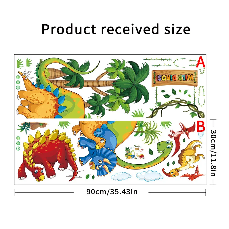 Wall Stickers Large Cartoon Wild Dinos Zoo For Child Boys Room Nursery Tile Decor Art Bedroom PVC Decals Home Decoration Murals