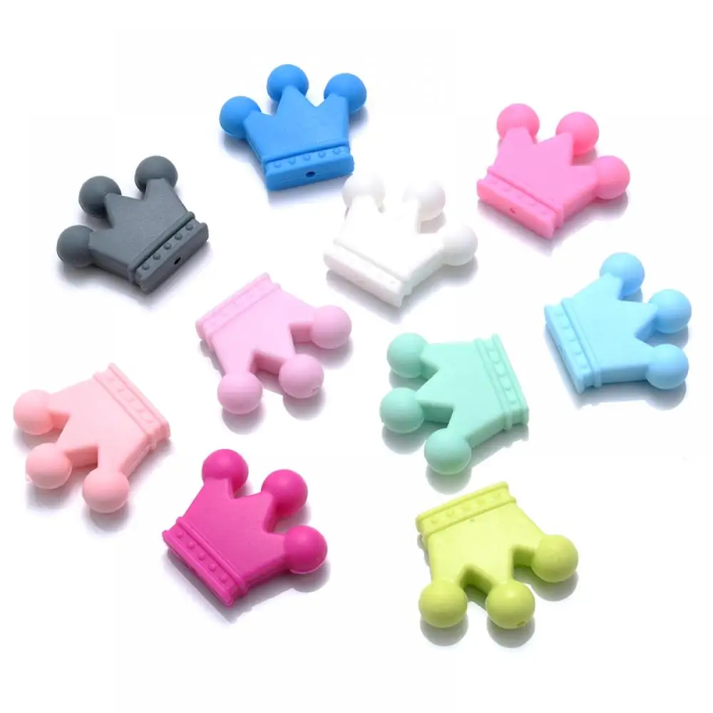 

10Pcs Baby Silicone Beads Teething Toys Food Grade Crown Shape Teether Beads for Pacifier Chain Necklace Accessories BPA Free